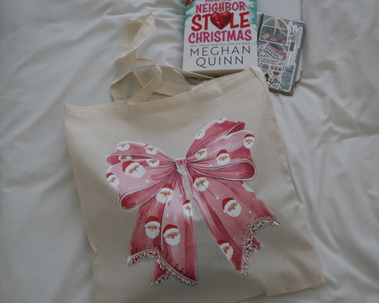 Pink Santa Claus Bow Tote